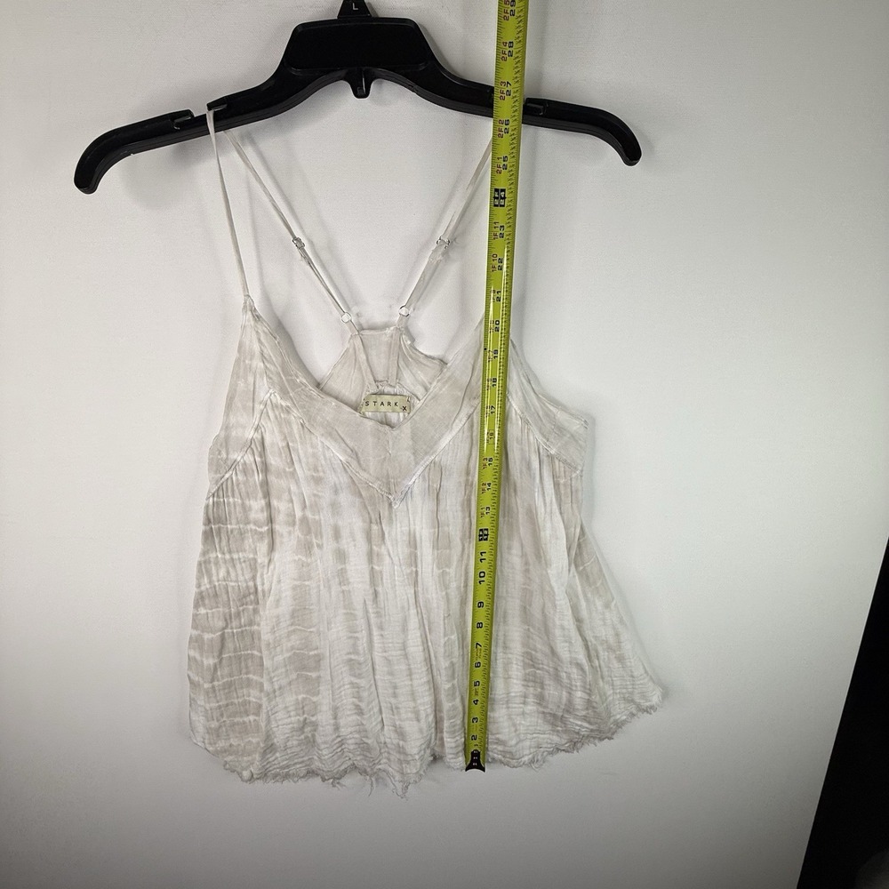 Stark Women's Tie Dye Tan And White Cotton Top Tank Crop Small